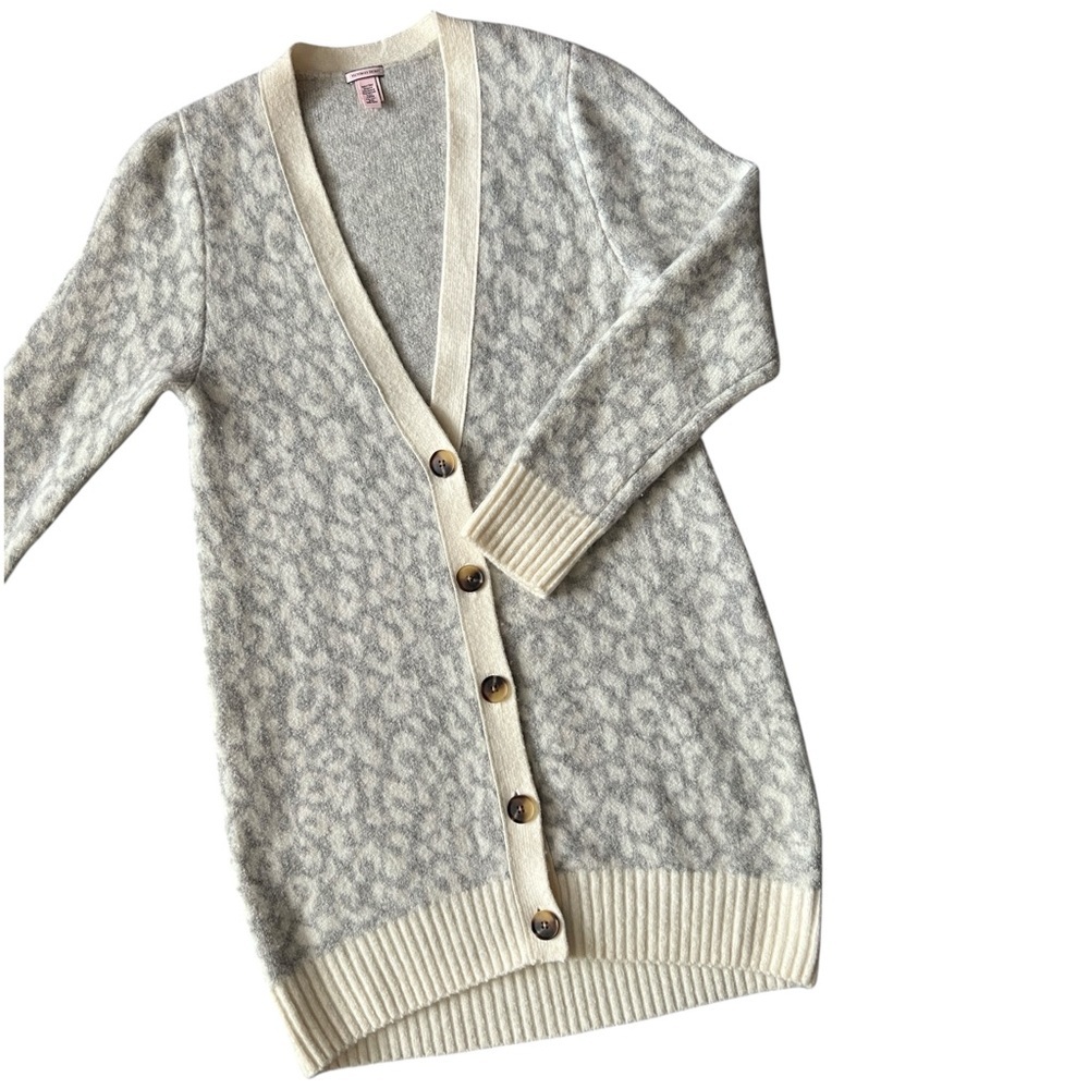 Oversized Victoria’s Secret Snow Leopard Cardigan Sweater